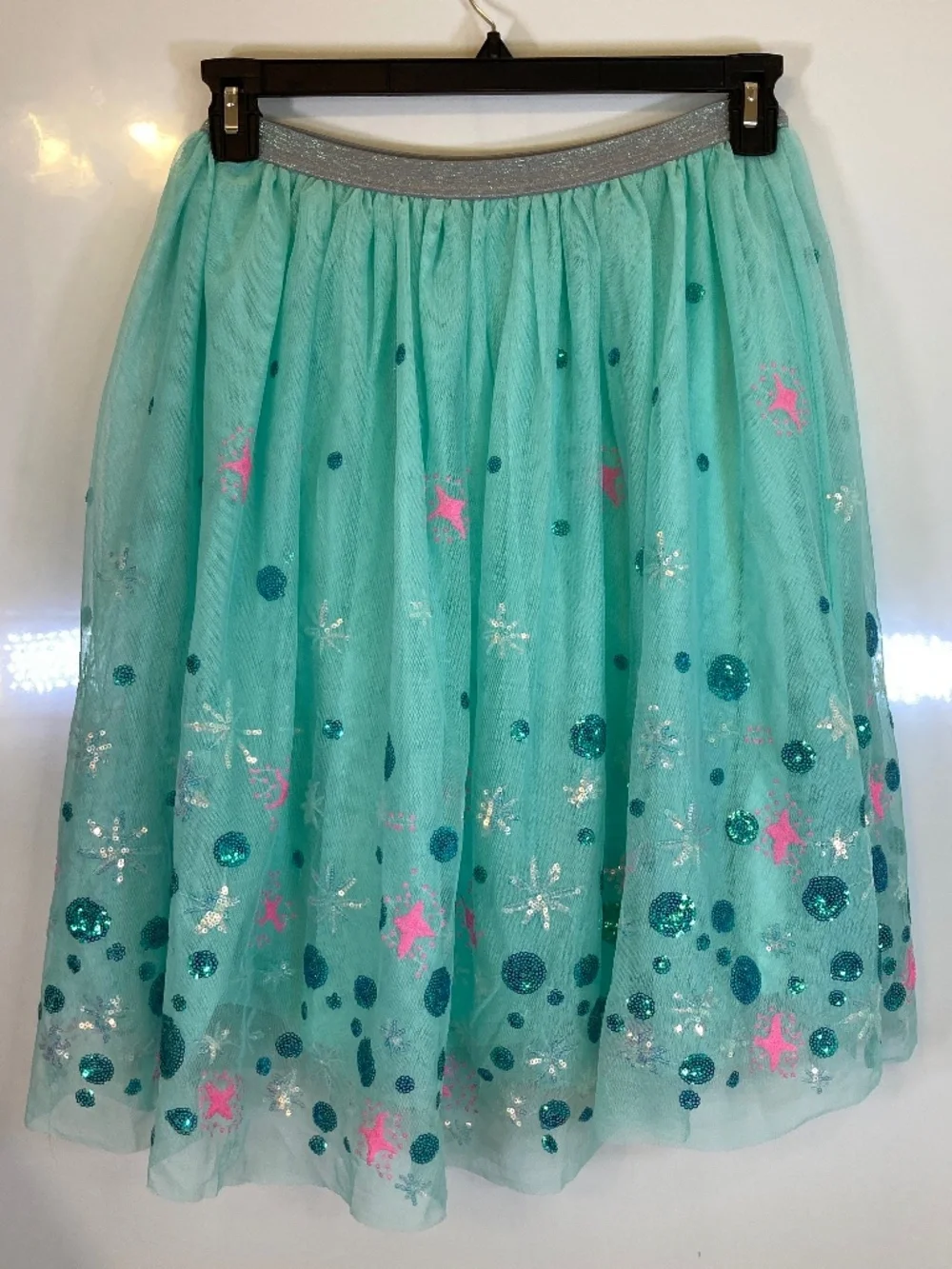 Cat & Jack Green Tutu Skirt Sz XL 14/16 Pink Iridescent Sequin Accents Worn Once